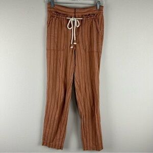 Anthropologie Terracotta Orange Striped Seashore Beach Linen Cotton Pants XS